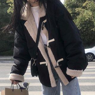 Padded Fleece-lined Toggle-front Jacket