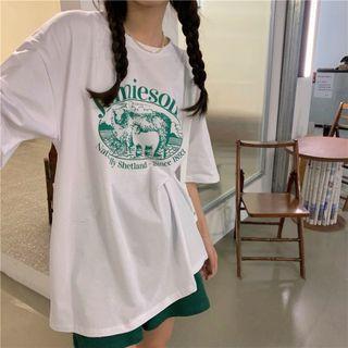 Short-sleeve Print Loose T-shirt