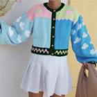 Cartoon-embroidered Cropped Cardigan