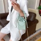 Shirred Strap Drawstring Bucket Bag