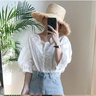 Bell Elbow-sleeve Lace Blouse