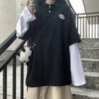 Mock Two-piece Long-sleeve Logo Polo Shirt