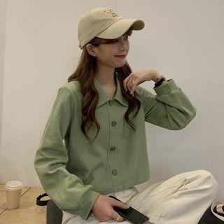 Long-sleeve Plain Single-breasted Shirt