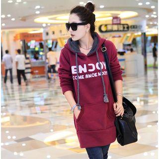 Letter Fleece-lined Long-sleeve Hoodie