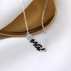 925 Sterling Silver Rhinestone Lettering Necklace 925 Silver - White & Black - One Size