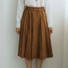 Corduroy Midi A-line Pleated Skirt