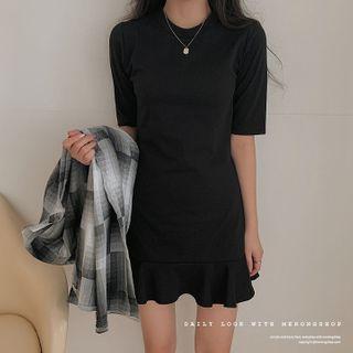 Tie-waist Ruffle-hem Minidress