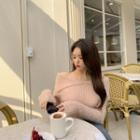 Sailor-collar Off-shoulder Knit Top