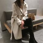 Flap Wool Blend Coat With Sash