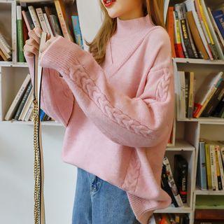 Cable-knit Mock-neck Sweater
