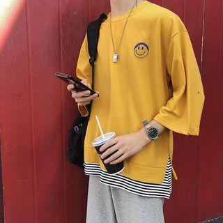 Smile Print 3/4-sleeve T-shirt