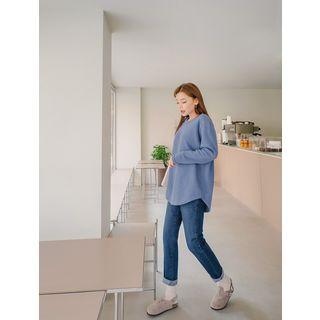 Round-hem Fleece-lined T-shirt