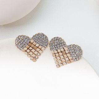 Rhinestone Heart Stud Earring 1 Pair - Stud Earring - Heart - One Size