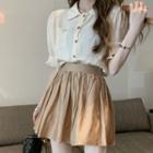 Puff Sleeve Blouse / A-line Skirt