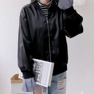 Striped Cuff Baseball Jacket