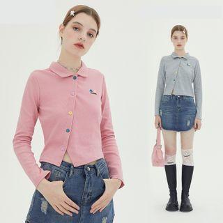 Long Sleeve Buttoned Polo Top