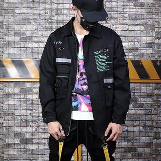 Lettering Zip-up Utility Jacket