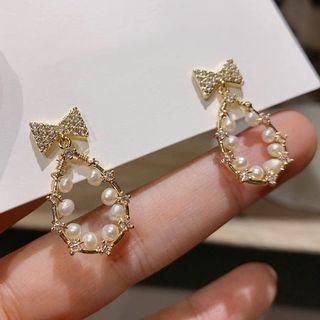 925 Sterling Silver Faux Pearl Water Drop Earring 1 Pair - As Shown In Figure - One Size