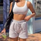 Set: Plain Crop Top + Drawstring Shorts