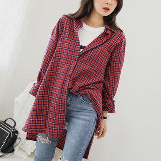 Dip-black Plaid Cotton Shirt