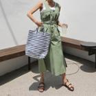 Button-detail Wide-leg Jumpsuit With Belt