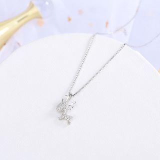 Rhinestone Deer Necklace Ns378 - 925 Silver - Silver - One Size