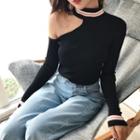 Asymmetric Shoulder Knit Top