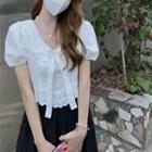 Puff-sleeve Bow Short-sleeve Top