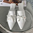 Pointy Shirred Bow Mules