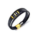Simple And Fashion Golden Geometric 316l Stainless Steel Multi-layer Braided Leather Bracelet Golden - One Size
