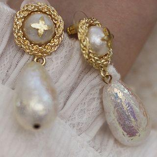 Faux Pearl Drop Earring 1 Pair - Ear Studs - 925 Silver - One Size