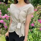 Double-button Blouse With Sash