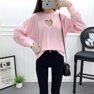 Cut Out Heart Striped Pullover