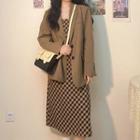 Spaghetti Strap Plaid Dress / Blazer