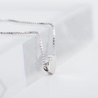 Heart 925 Sterling Silver Necklace Platinum - One Size