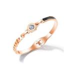 Fashion And Elegant Plated Rose Gold Roman Numeral Geometric Round Bangle With Cubic Zirconia Rose Gold - One Size