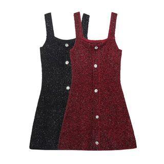 Wide Strap Glitter Knit Dress
