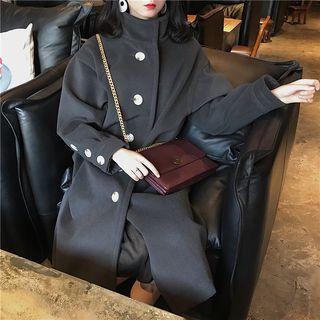 Plain Turtleneck Loose-fit Coat