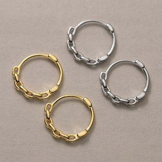 Sterling Silver Chain Mini Hoop Earring