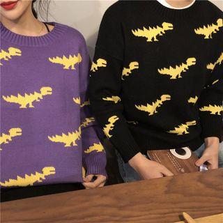 Couple Matching Print Loose Sweater / Plain Skirt / Wide-leg Pants