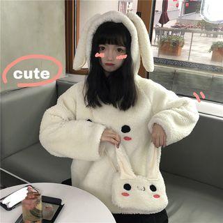 Faux Shearling Rabbit Hoodie
