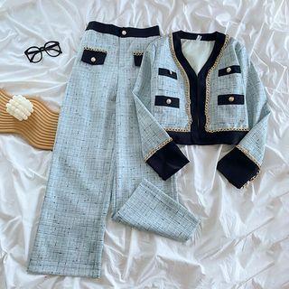 Tweed Jacket / Straight Leg Pants / Set