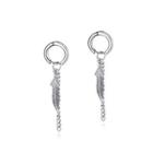 Simple Fashion Feather Tassel 316l Stainless Steel Stud Earrings Silver - One Size