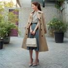 Double-breasted A-line Trench Coat With Belt