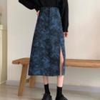 Tie-dye Slit Midi A-line Skirt