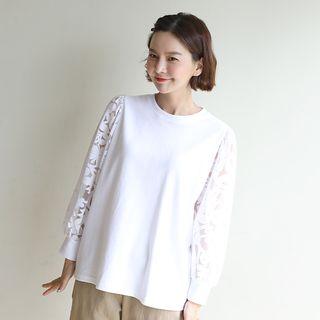 Sheer Bishop-sleeve Top