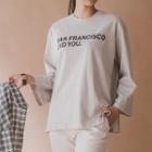 Round-neck Long-sleeve San Fransisco And You Print Cotton T-shirt