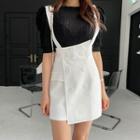 Set: Double-breasted Suspender Skirt + Puff-sleeve Blouse