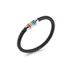 Simple Fashion Rainbow Geometry 316l Stainless Steel Leather Bracelet Silver - One Size