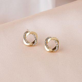 Rhinestone Twisted Earring 1 Pair - E3022 - As Shown In Figure - One Size